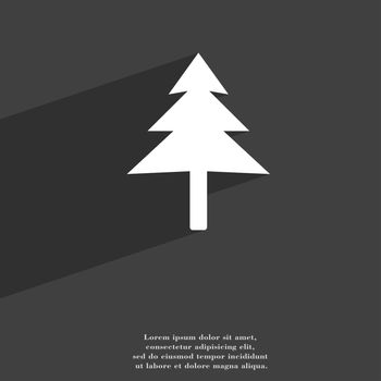 Christmas tree icon symbol Flat modern web design with long shadow and space for your text. illustration