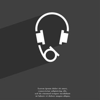 headsets icon symbol Flat modern web design with long shadow and space for your text. illustration