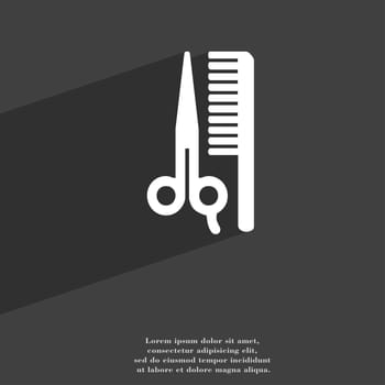 hair icon symbol Flat modern web design with long shadow and space for your text. illustration