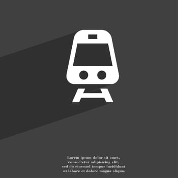 Train icon symbol Flat modern web design with long shadow and space for your text. illustration