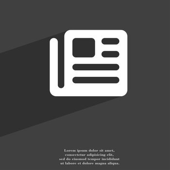 book, newspaper icon symbol Flat modern web design with long shadow and space for your text. illustration