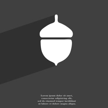 Acorn icon symbol Flat modern web design with long shadow and space for your text. illustration