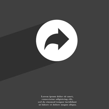 Arrow right, Next icon symbol Flat modern web design with long shadow and space for your text. illustration