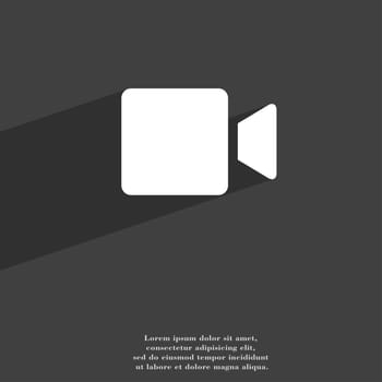 Video camera icon symbol Flat modern web design with long shadow and space for your text. illustration