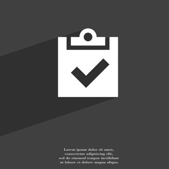 Check mark, tik icon symbol Flat modern web design with long shadow and space for your text. illustration