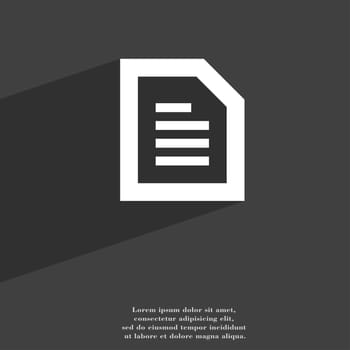 Text File document icon symbol Flat modern web design with long shadow and space for your text. illustration