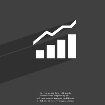 Growth and development concept. graph of Rate icon symbol Flat modern web design with long shadow and space for your text. illustration