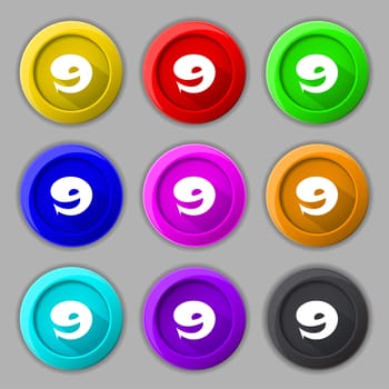 number Nine icon sign. Set of coloured buttons. illustration