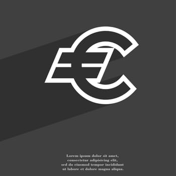 Euro EUR icon symbol Flat modern web design with long shadow and space for your text. illustration