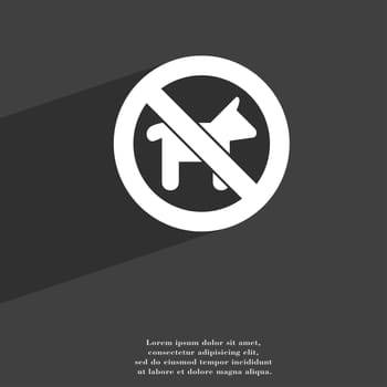 dog walking is prohibited icon symbol Flat modern web design with long shadow and space for your text. illustration