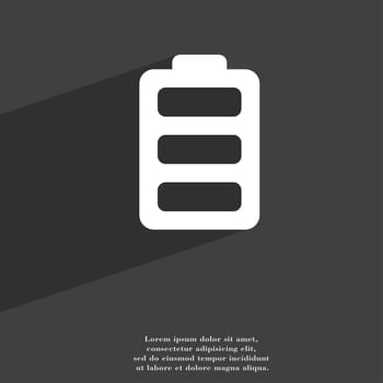 Battery fully charged icon symbol Flat modern web design with long shadow and space for your text. illustration