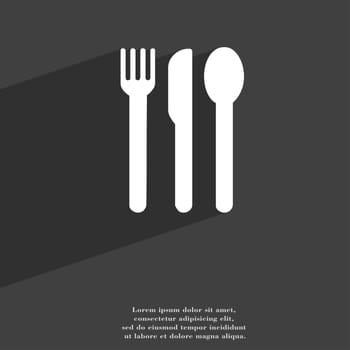 fork, knife, spoon icon symbol Flat modern web design with long shadow and space for your text. illustration