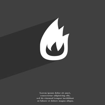 Fire flame icon symbol Flat modern web design with long shadow and space for your text. illustration