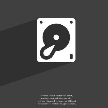 Hard disk and database icon symbol Flat modern web design with long shadow and space for your text. illustration