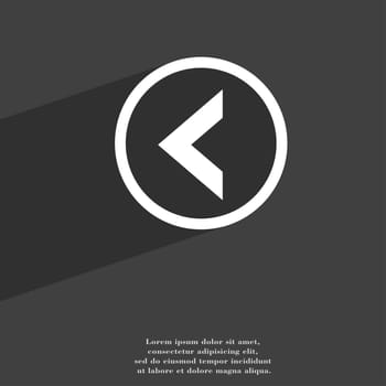 Arrow left, Way out icon symbol Flat modern web design with long shadow and space for your text. illustration