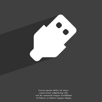 USB icon symbol Flat modern web design with long shadow and space for your text. illustration