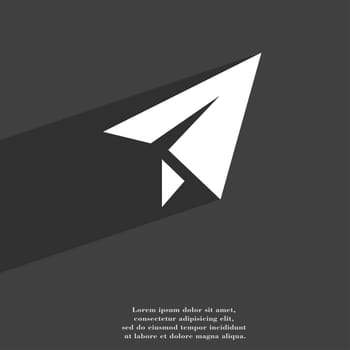 Paper airplane icon symbol Flat modern web design with long shadow and space for your text. illustration