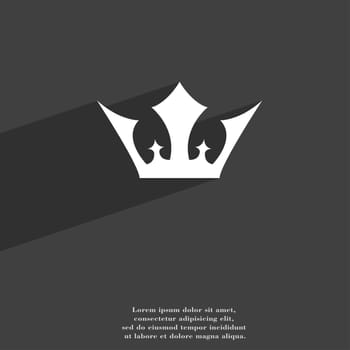 Crown icon symbol Flat modern web design with long shadow and space for your text. illustration