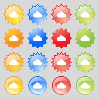 Cloud sign icon. Data storage symbol. Big set of 16 colorful modern buttons for your design. illustration