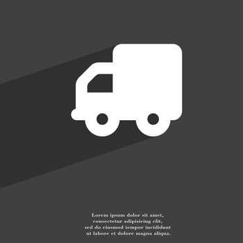 Delivery truck icon symbol Flat modern web design with long shadow and space for your text. illustration