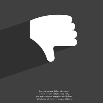 Dislike, Thumb down, Hand finger down icon symbol Flat modern web design with long shadow and space for your text. illustration