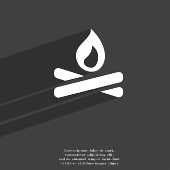 Fire flame icon symbol Flat modern web design with long shadow and space for your text. illustration