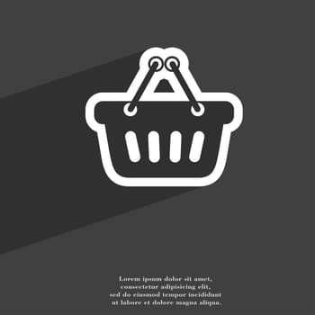 shopping cart icon symbol Flat modern web design with long shadow and space for your text. illustration