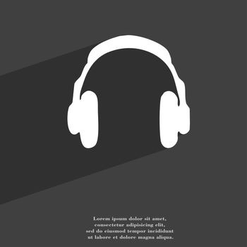 headsets icon symbol Flat modern web design with long shadow and space for your text. illustration