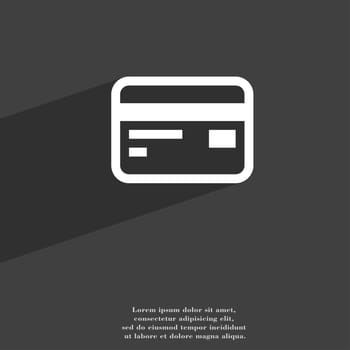Credit, debit card icon symbol Flat modern web design with long shadow and space for your text. illustration