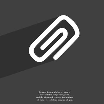 clip to paper icon symbol Flat modern web design with long shadow and space for your text. illustration