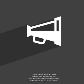 Megaphone soon, Loudspeaker icon symbol Flat modern web design with long shadow and space for your text. illustration