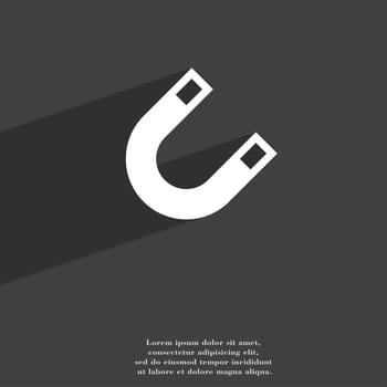 magnet, horseshoe icon symbol Flat modern web design with long shadow and space for your text. illustration