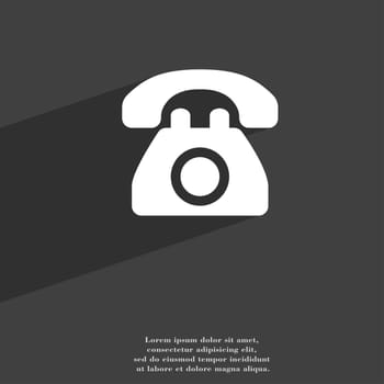 Retro telephone icon symbol Flat modern web design with long shadow and space for your text. illustration