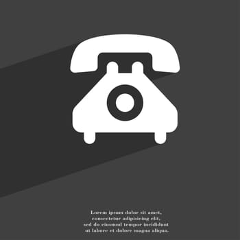 retro telephone handset icon symbol Flat modern web design with long shadow and space for your text. illustration