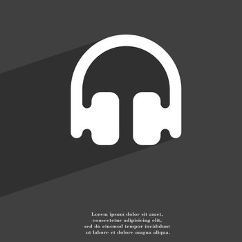 Headphones, Earphones icon symbol Flat modern web design with long shadow and space for your text. illustration