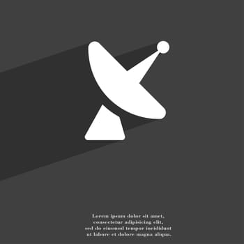 Satellite dish icon symbol Flat modern web design with long shadow and space for your text. illustration