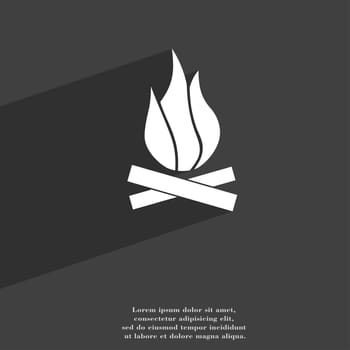 A fire icon symbol Flat modern web design with long shadow and space for your text. illustration