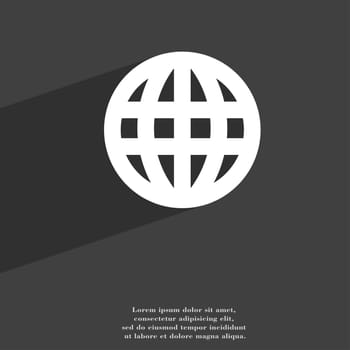 Globe, World map geography icon symbol Flat modern web design with long shadow and space for your text. illustration