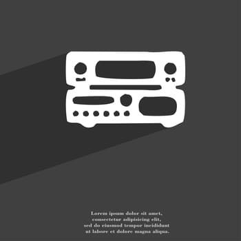 radio, receiver, amplifier icon symbol Flat modern web design with long shadow and space for your text. illustration