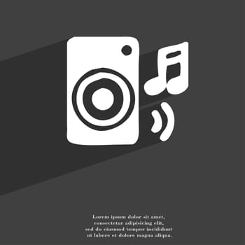 music column, disco, music, melody, speaker icon symbol Flat modern web design with long shadow and space for your text. illustration