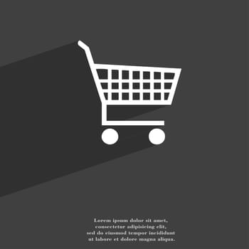 shopping cart icon symbol Flat modern web design with long shadow and space for your text. illustration