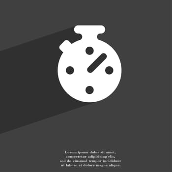 Timer, stopwatch icon symbol Flat modern web design with long shadow and space for your text. illustration