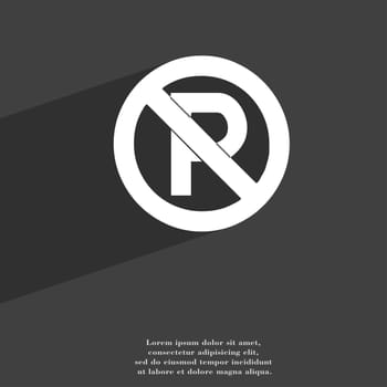 No parking icon symbol Flat modern web design with long shadow and space for your text. illustration