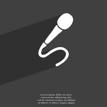 microphone icon symbol Flat modern web design with long shadow and space for your text. illustration