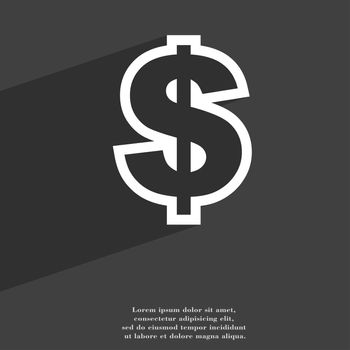 Dollar icon symbol Flat modern web design with long shadow and space for your text. illustration
