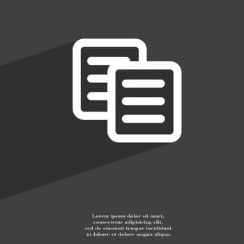 copy icon symbol Flat modern web design with long shadow and space for your text. illustration