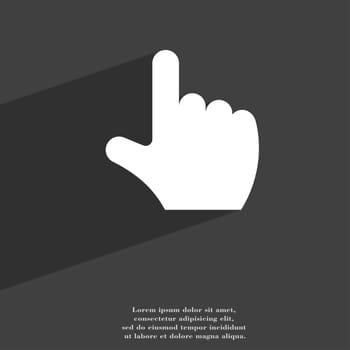 pointing hand icon symbol Flat modern web design with long shadow and space for your text. illustration