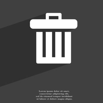 Recycle bin icon symbol Flat modern web design with long shadow and space for your text. illustration