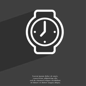 watches icon symbol Flat modern web design with long shadow and space for your text. illustration