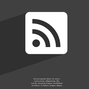RSS feed icon symbol Flat modern web design with long shadow and space for your text. illustration